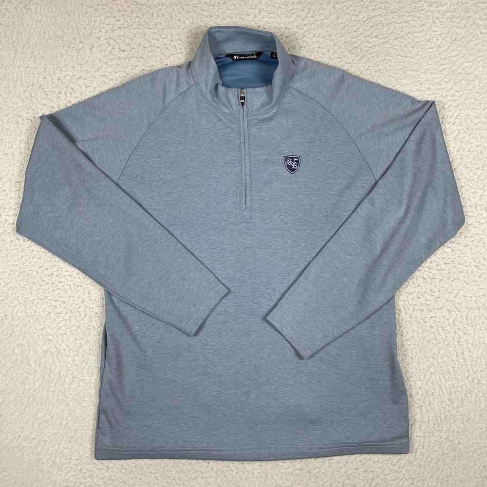 Travis Mathew Pullover Mens XL Blue Heathered Quarter Zip South Riding Golf VA